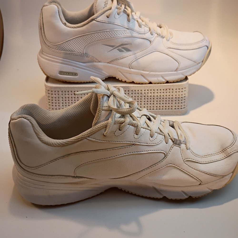 Reebok DMX Ride Walking Shoes White Leather Athletic Sneakers 8.5 Womens